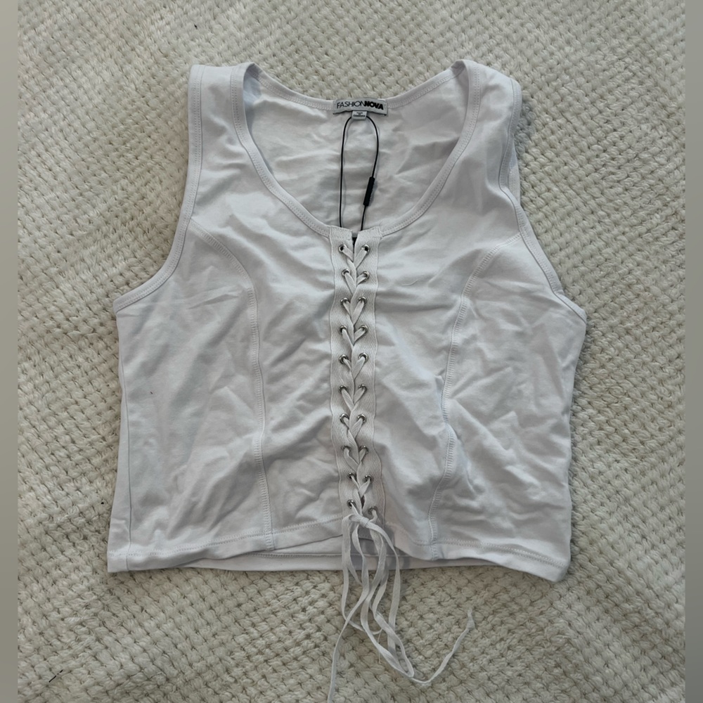 White tie front crop top